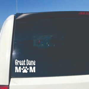 White Great Dane Dog Mom Vinyl Window Decal